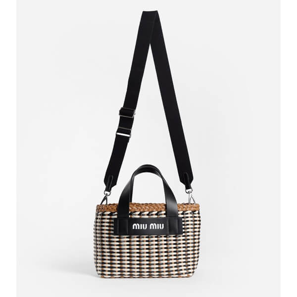 ミュウミュウ Woven 2Way ミュウミュウ ロゴ トート ハンドバッグ コピー